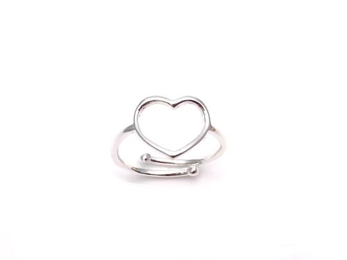 Silver Cut Out Heart Adjustable Ring
