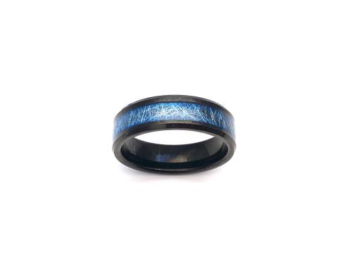 Tungsten Carbide Ring Black Blue Ip Plating