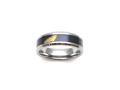 Tungsten Carbide Ring Multi Colour Wood Inlay