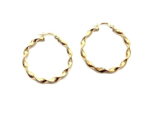 9ct Yellow Gold Twisted Hoop Earrings
