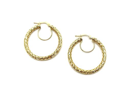 9ct Yellow Gold Cut Out Hoop Earrings