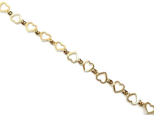 9ct Yellow Gold Heart Bracelet