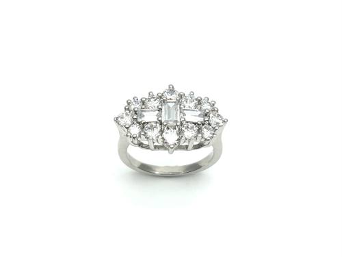 Silver CZ Boat Cluster Ring