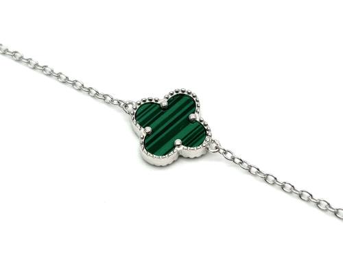 Silver Green Clover Bracelet
