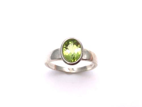 Silver Peridot Solitaire Ring