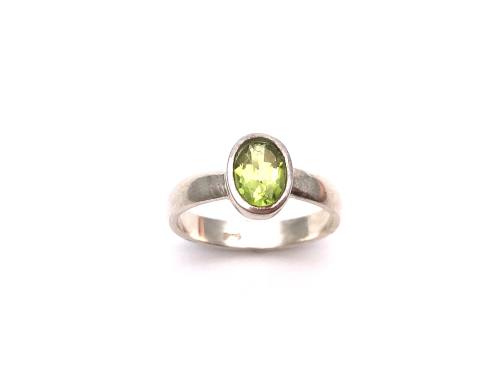 Silver Peridot Solitaire Ring