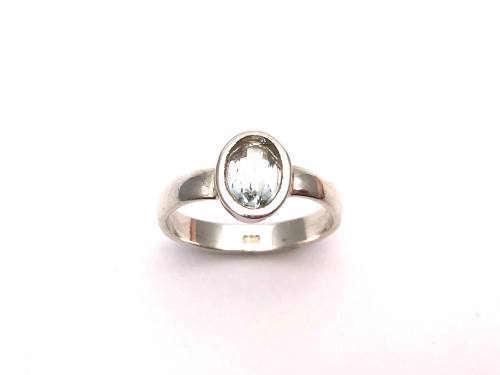 Silver Blue Topaz Solitaire Ring