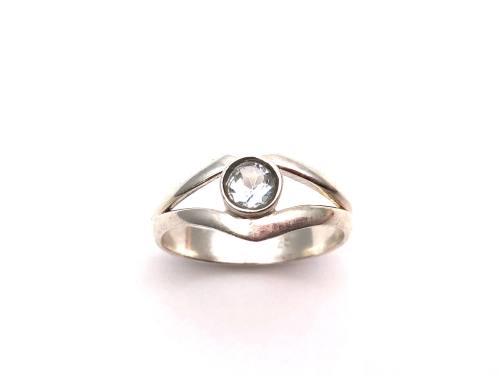 Silver Blue Topaz Solitaire Ring