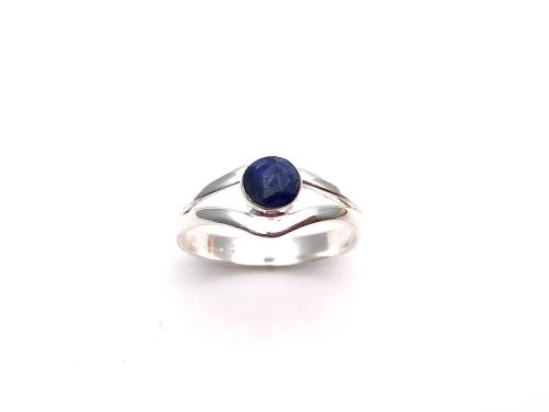 Silver Sapphire Solitaire Ring