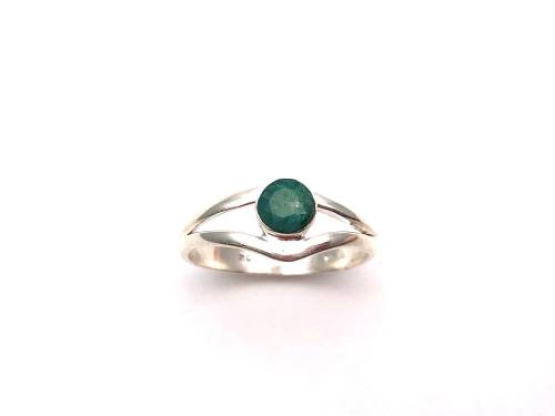 Silver Emerald Solitaire Ring