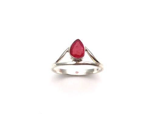Silver Ruby Solitaire Ring