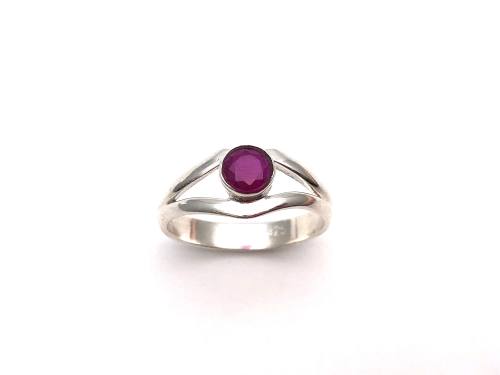 Silver Cutout Ruby Solitaire Ring
