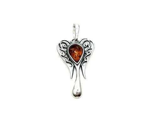 Silver Amber Angels Wings Pendant