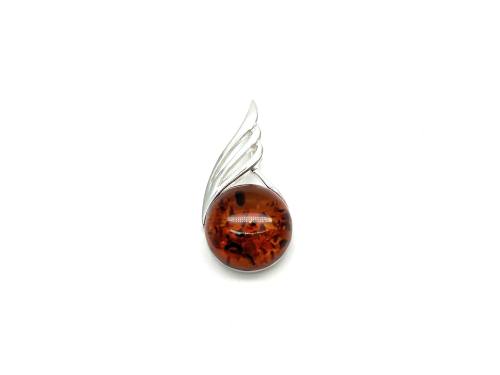 Silver Amber Wing Droplet Pendant