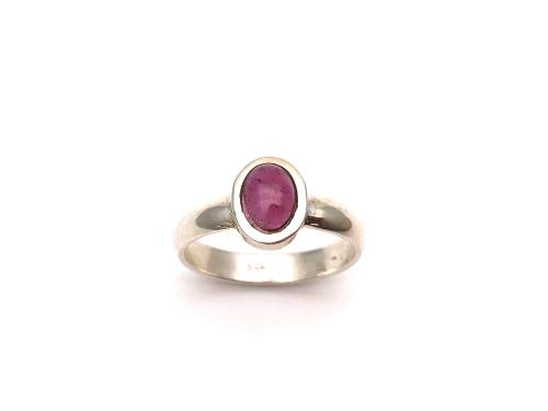 Silver Garnet Solitaire Ring