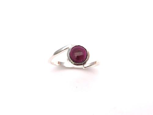 Silver Garnet Solitaire Ring