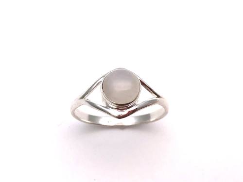 Silver Moonstone Solitaire Ring
