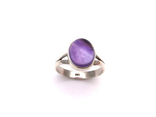 Silver Amethyst Solitaire Ring