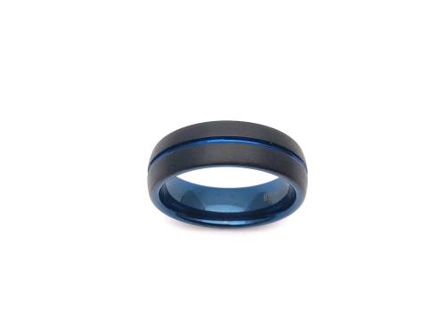 Tungsten Carbide Black Ring Blue IP Plating