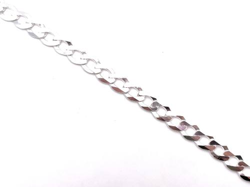 Silver Flat Curb Bracelet 7 Inch