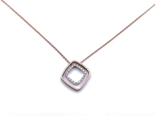9ct Rose Gold Diamond Pendant & Chain