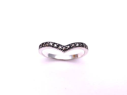 Silver Marcasite Wishbone Ring