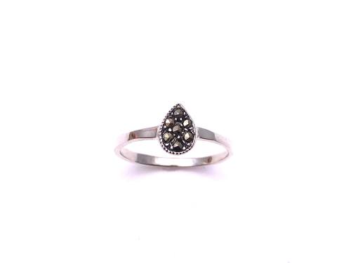 Silver Marcasite Teardrop Cluster Ring