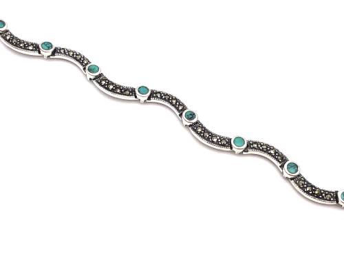 Silver Marcasite & Turquoise Bracelet