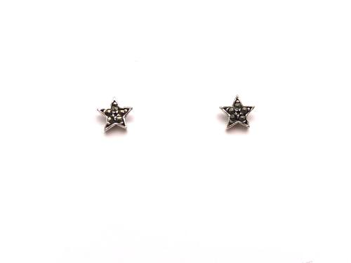 Silver Marcasite Star Stud Earrings