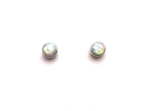 Silver Opal Stud Earrings