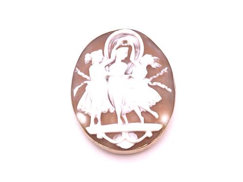 An Old 9ct Three Graces Cameo Pendant / Brooch