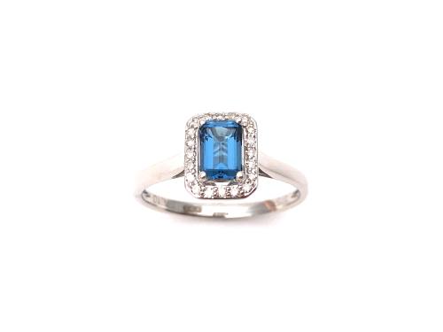 9ct London Blue Topaz & Diamond Cluster Ring