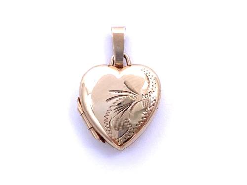 9ct Yellow Gold Patterned Heart Locket