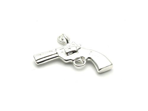 Silver Magnum Pistol Gun Pendant