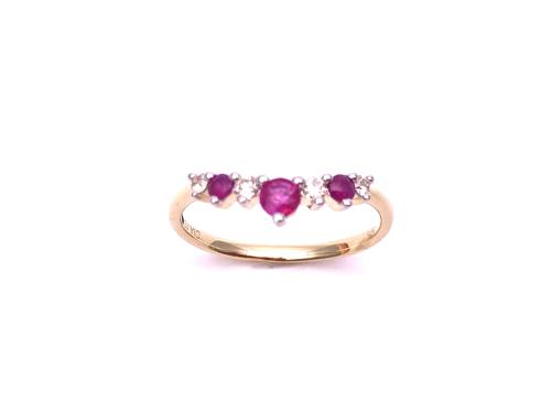 9ct Ruby & Diamond Wishbone Eternity Ring