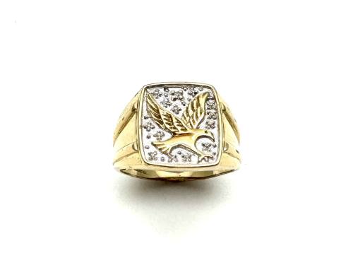 9ct Yellow Gold Diamond Eagle Ring
