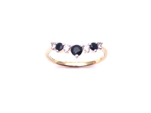9ct Sappihire & Diamond Wishbone Eternity Ring