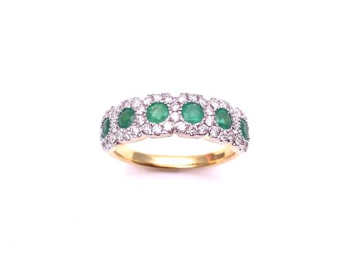 18ct Emerald & Diamond Cluster Ring 0.50ct