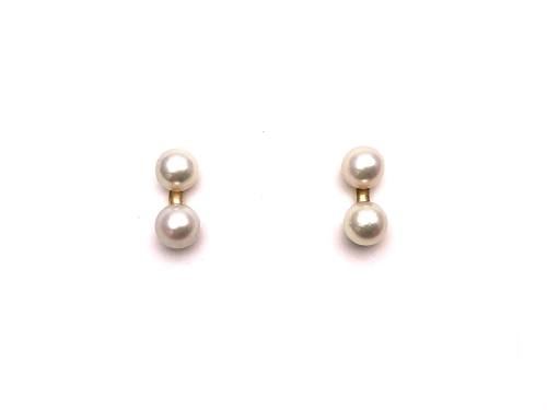9ct  Double Pearl Stud Earrings