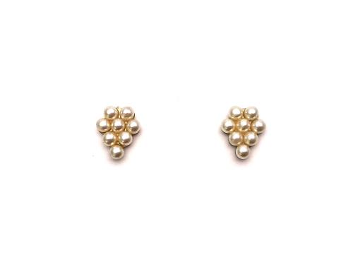 9ct  Pearl Cluster Stud Earrings