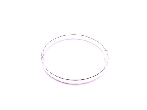 Silver Medium Oval Hinged Plain Bangle