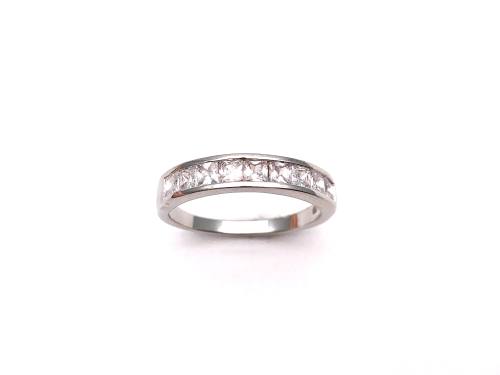 Silver CZ Half Eternity Ring Size O