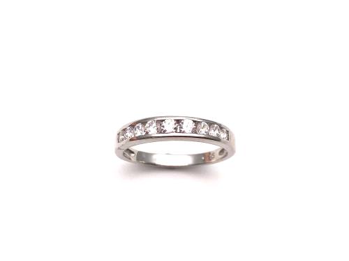 Silver CZ Half Eternity Ring Size R