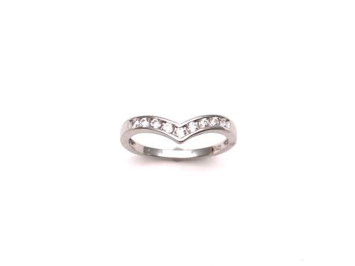 Silver CZ Wishbone Ring Size R