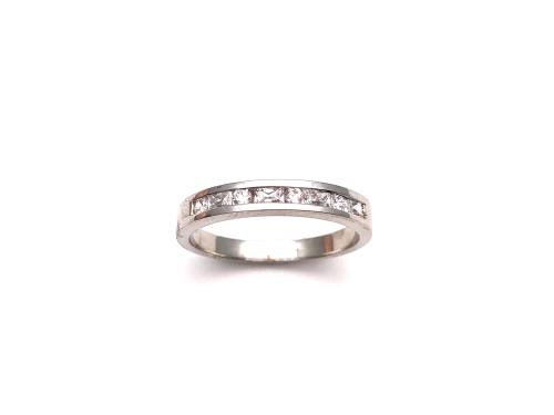 Silver CZ Half Eternity Ring Size R