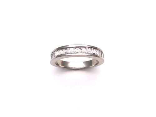 Silver CZ Half Eternity Ring Size O