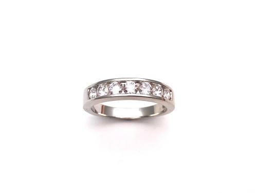 Silver CZ Half Eternity Ring Size P