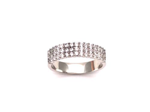 Silver CZ 3 Row Eternity Ring Size P