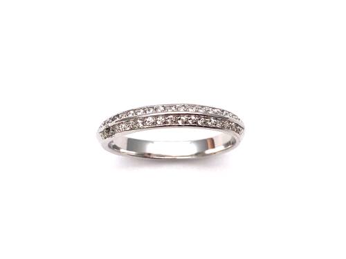 Silver CZ Double Row Half Eternity Ring Size O