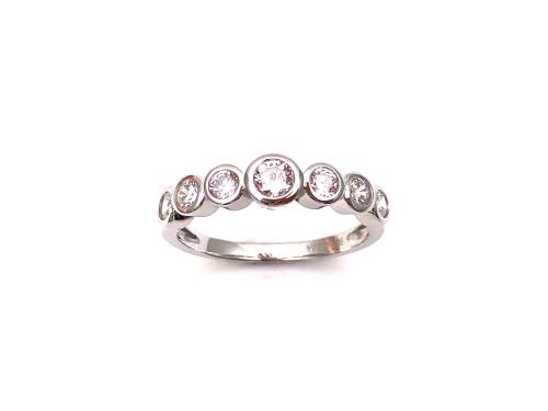 Silver CZ Half Eternity Bezel Set Ring Size O